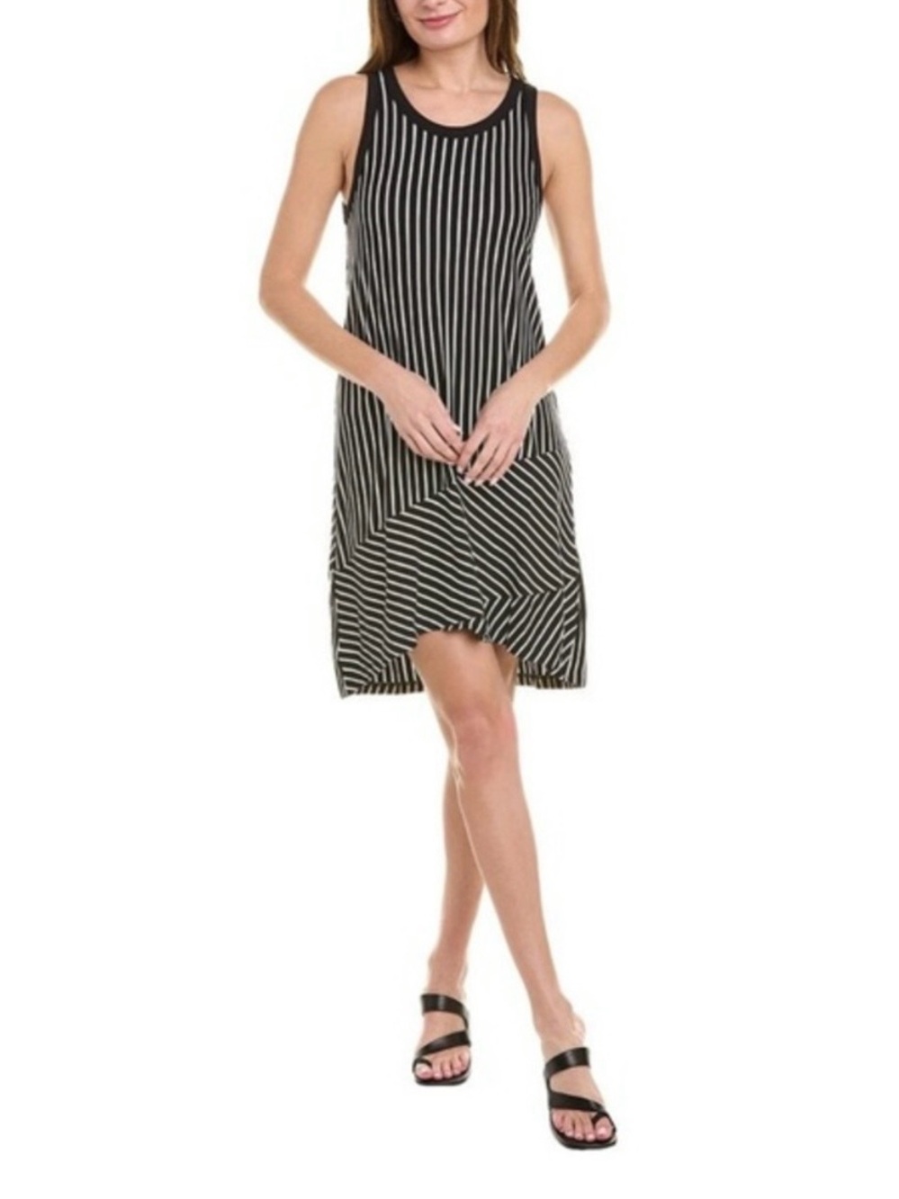 CAbi ATC Wink Sleeveless Dress XS Black/White Stripes